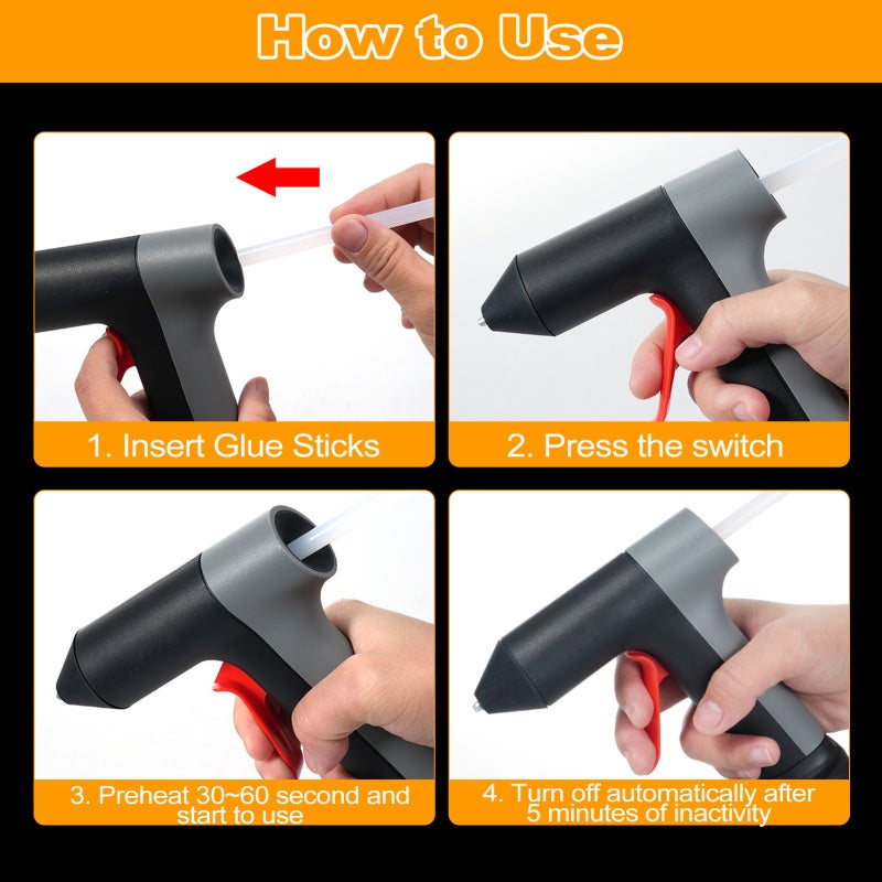 Hot Melt Glue Machine: Red ABS & Aluminum Alloy Body, Fast 30~60 Second Warm-up - Stable Stand-up Base, Simple Operation, Portable Mini Glue Gun with 20 Glue Sticks for Crafting Beginners And Experien - Image 2