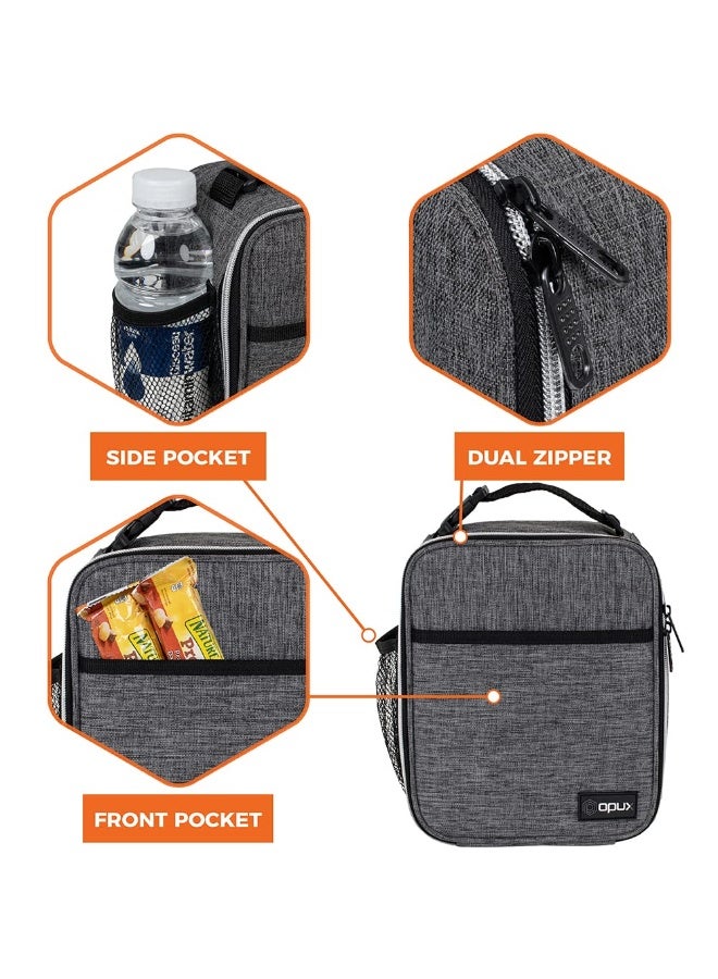 opux Premium Insulated Lunch Box, Soft School Lunch Bag for Kids Boys Girls, Leakproof Small Lunch Pail Men Women Work, Reusable Compact Cooler Tote Lunchbox for Office Adult, Charcoal - Image 4