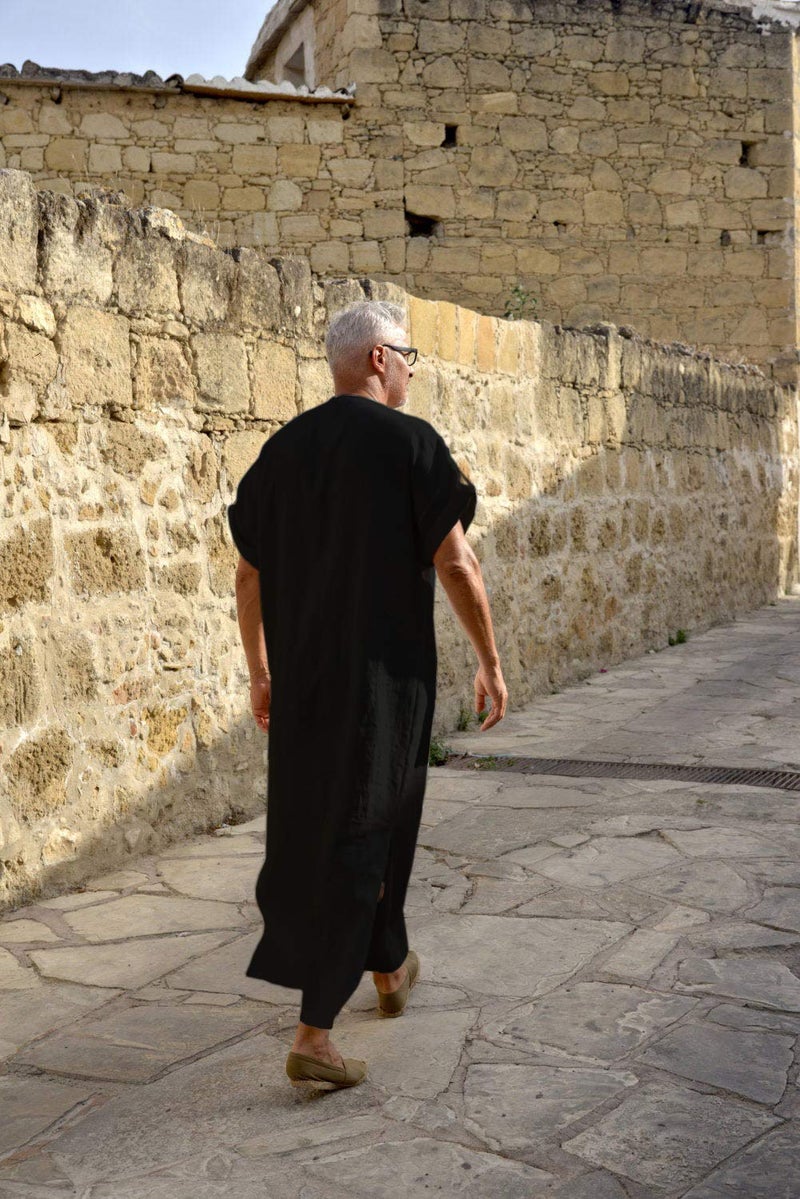 COOFANDY روب كتان قصير الأكمام للرجال من COOFANDY بتصميم V-Neck - Image 3