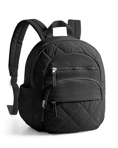 Smasrob Women Mini Backpack with RFID Blocking Pocket Small Puffer Backpack Purse Lightweight Quilted Backpack for Work College or Travel Black - Image 1