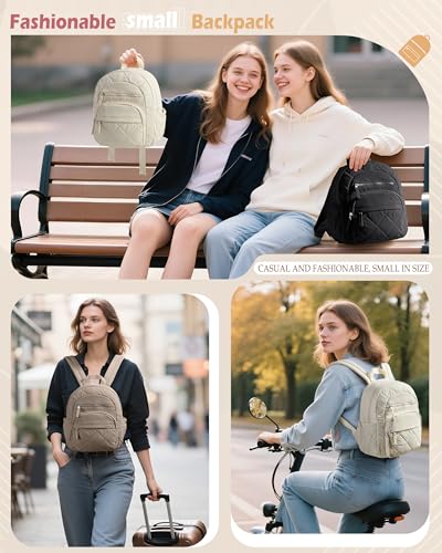 Smasrob Women Mini Backpack with RFID Blocking Pocket Small Puffer Backpack Purse Lightweight Quilted Backpack for Work College or Travel Black - Image 3
