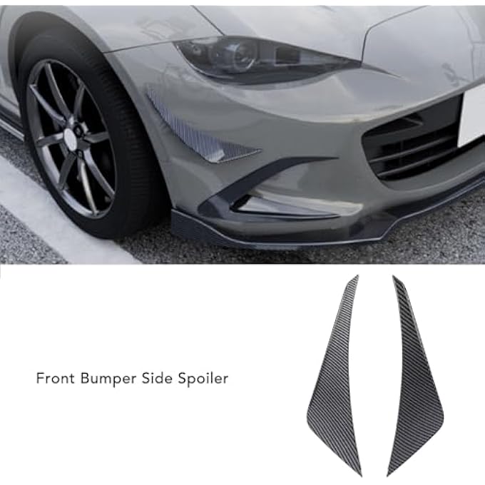 Depisuta Front Bumper Side Splitter for Miata ND 2016 Onwards Air Dam Chin Spoiler Underbody Front Lip Splitter Guard Protector Styling Trim, Front Bumper Side Splitter, 2PCS (Carbon - Image 2
