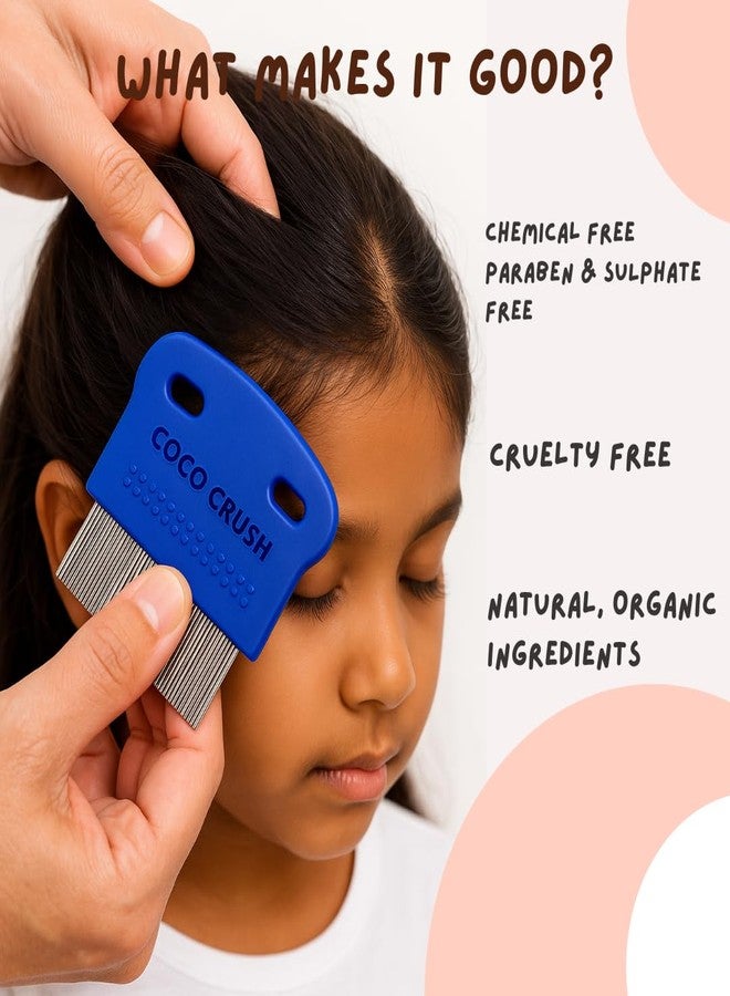 Coco Crush Anti Lice and Nits Cream Wash Kit | Fine Tooth Comb for Nits and Eggs Removal and Stainless Steel Lice Comb for Lice Cleaning | Herbal Natural Safe and Chemical-Free Treatment for All Ages (50g + 2 Comb) - Image 5