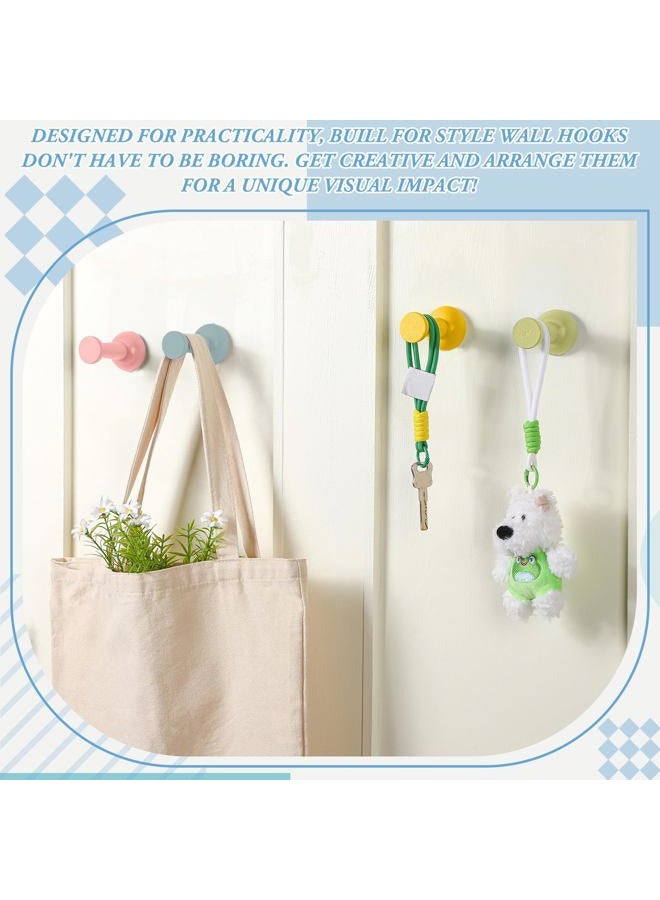 Otoolling 6 Pack Cute Wall Coat Hooks Colorful Wood Adhesive Coat Hanger Nordic Decorative Hooks for Classroom Bedroom Nursery Key Hat Hanging Rack (Bohemia,Pushpin) - Image 3