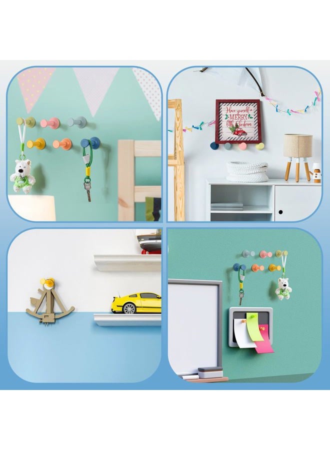 Otoolling 6 Pack Cute Wall Coat Hooks Colorful Wood Adhesive Coat Hanger Nordic Decorative Hooks for Classroom Bedroom Nursery Key Hat Hanging Rack (Bohemia,Pushpin) - Image 5