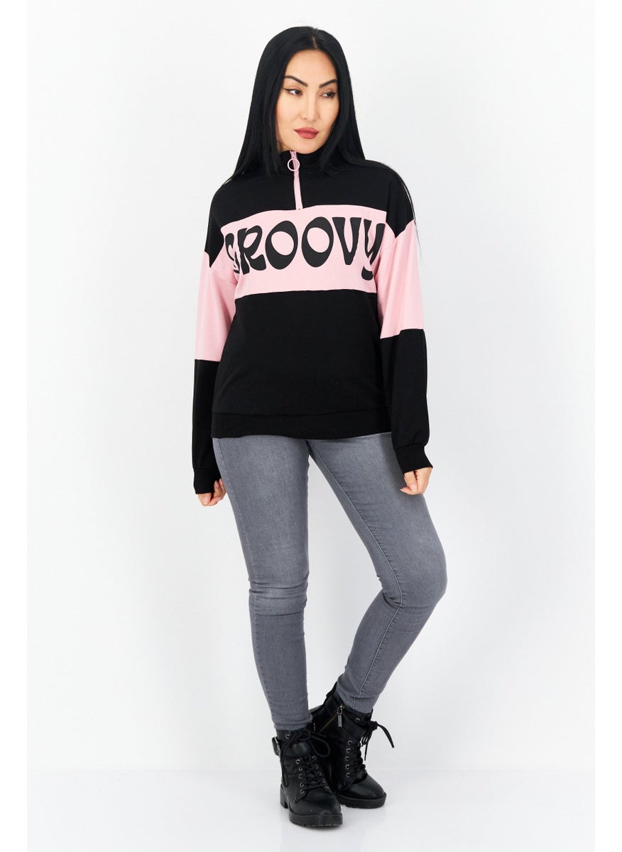 Women Mock Neck Long Sleeves Graphic Print Sweatshirts, Pink - pzsku/Z7407D1EA8CF12CF8EBD1Z/45/_/1737642696/744136e2-5460-4c0e-8eed-85434d82dfc8