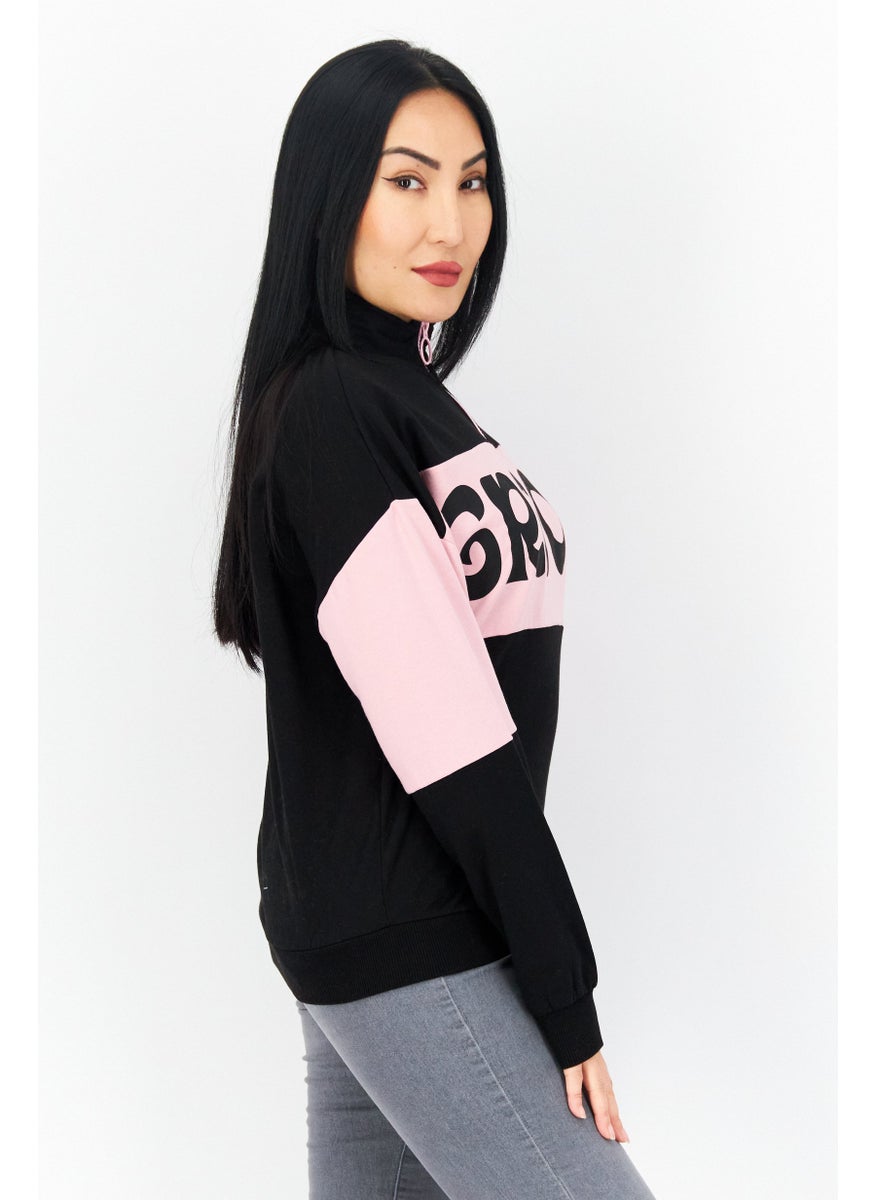 Women Mock Neck Long Sleeves Graphic Print Sweatshirts, Pink - pzsku/Z7407D1EA8CF12CF8EBD1Z/45/_/1739715159/3fdf1d95-f5f0-4156-9e59-82aaac2e04fb