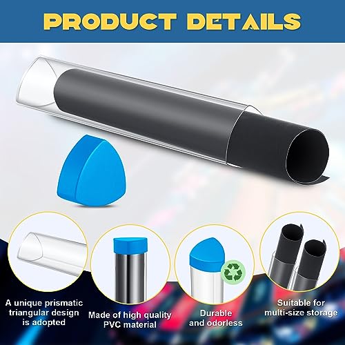 Hsei 8 Pcs Gaming Prism Playmat Tube 15 Inch Play Mat Poster Holder Tube Easy in and Out Playmat Case for Card Storage Toy Card Play Mat, Won't Roll Off Surfaces(Blue, Clear) - Image 3