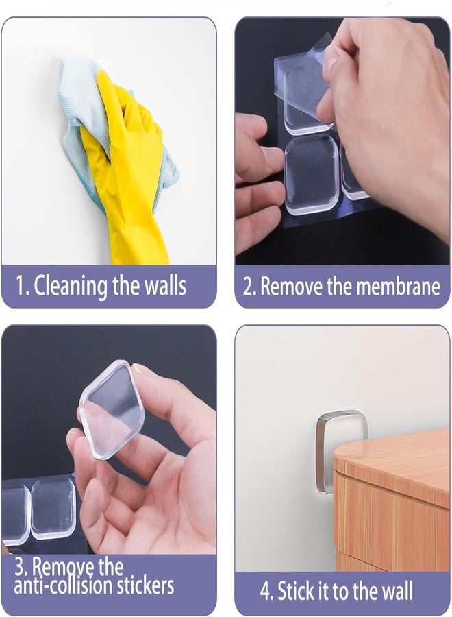 RANUR Wash and Reusable Door Knob Wall Protector Transparent Round Silicone Glossy Door Handle Bumper for Doorknobs, Headboard, Refrigerator Door, Cabinets (Square, 6, Count) - Image 3