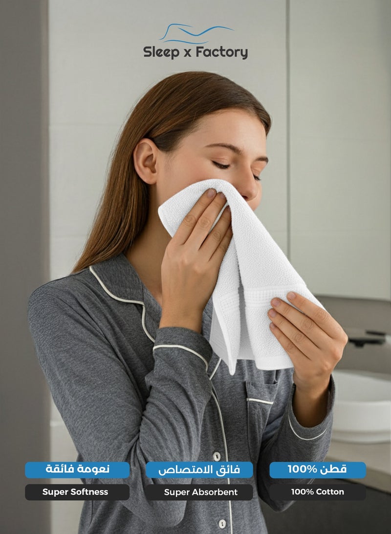 Sleep x Factory White Face Towel – 100% Cotton, Soft & Quick-Dry – 33x33 cm - Image 2