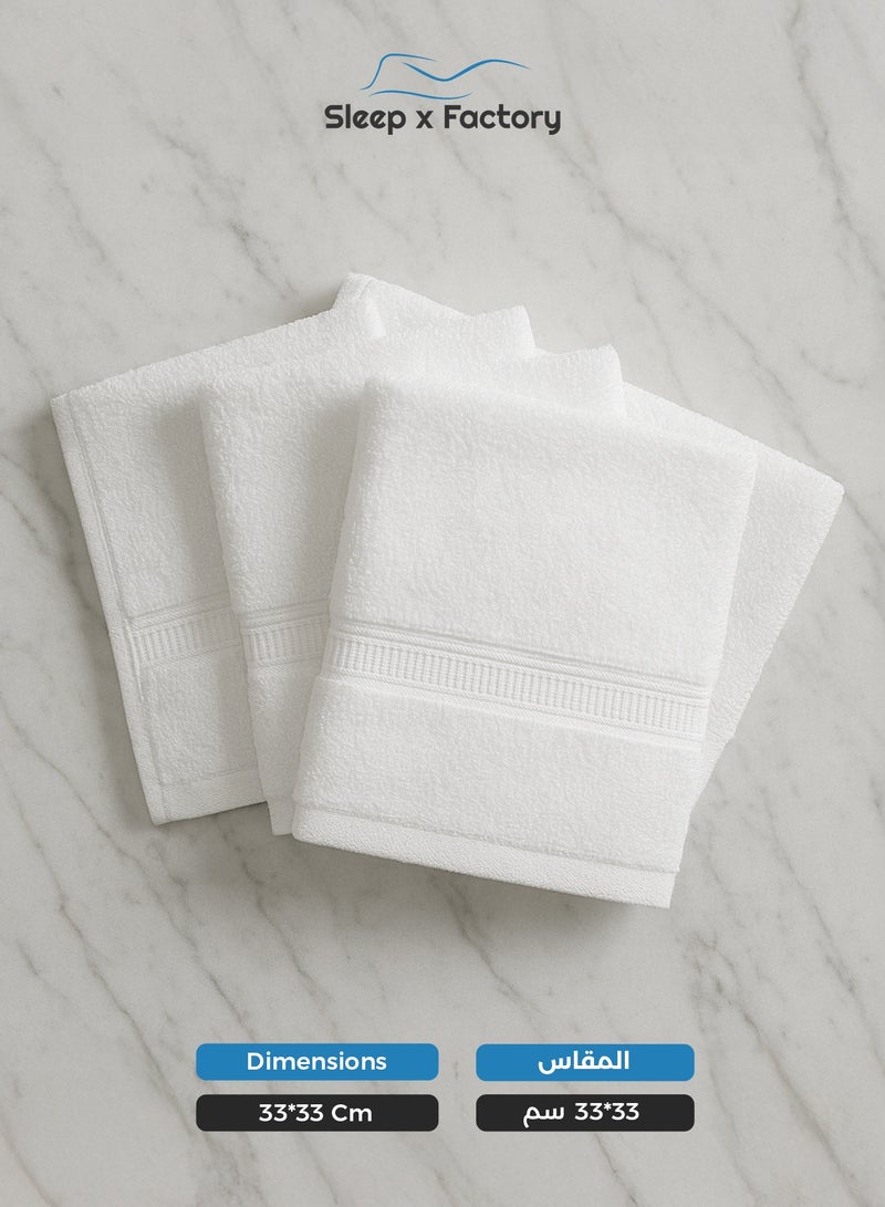 Sleep x Factory White Face Towel – 100% Cotton, Soft & Quick-Dry – 33x33 cm - Image 4