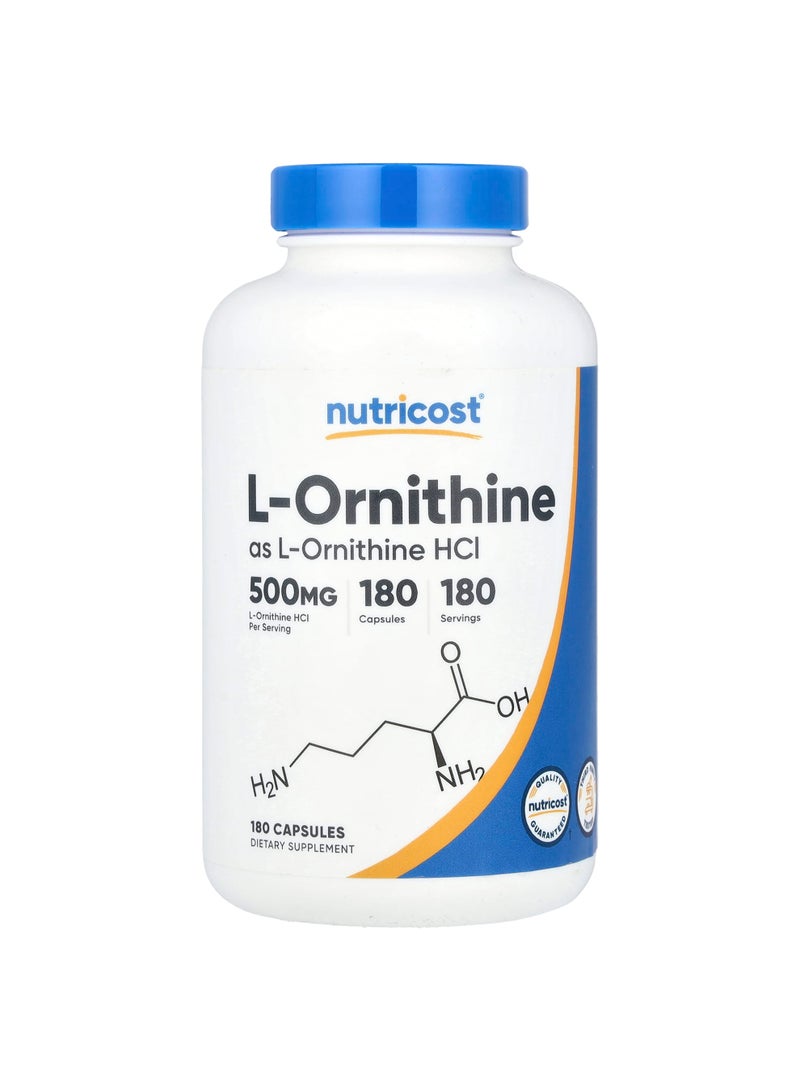 L-Ornithine, 500 mg, 180 Capsules