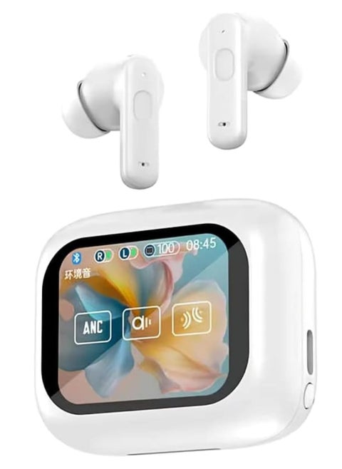Smart Touch Screen Bluetooth Earphone ANC+ENC Noise Cancelling Wireless Bluetooth Earbuds with LCD Display