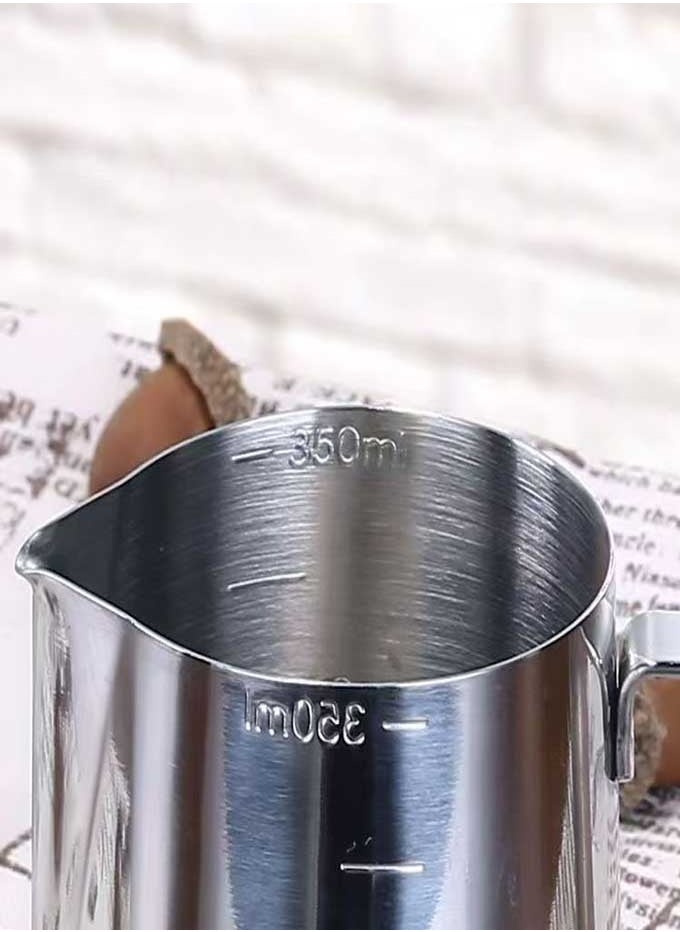 Generic - Stainless Steel 350ml Milk Frothing Pitcher Measurements on Both Sides Inside Perfect for Espresso Machines Milk Frothers Latte Art, Silver - Image 1
