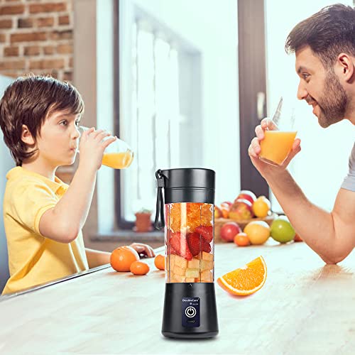 DoubleCare Portable Blender Cup,Electric USB Mini Juicer Blender For Shakes and Smoothies, Juice,380ml, Six Blades Great for Mixing,Black - Image 5