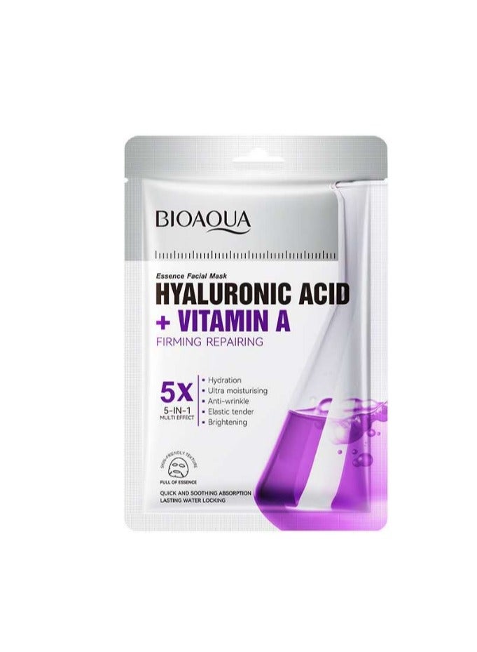 بيو أكوا 6 عبوات من قناع الوجه المرطب بحمض الهيالورونيك وفيتامين أ وفيتامين هـ وفيتامين ج وقناع الوجه - Image 5