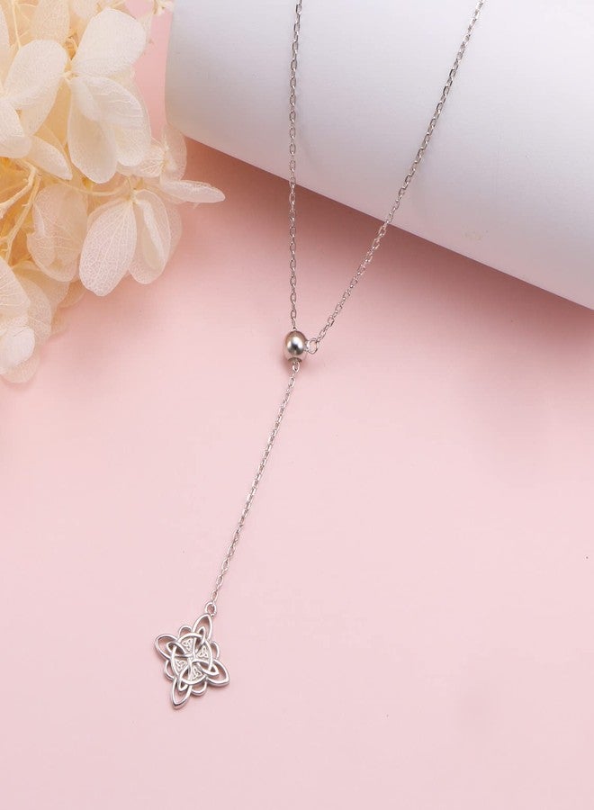 FLYOW 925 Sterling Silver Celtic Jewelry Witches Knot Pendant Adjustable Y Shaped Lariat Necklace for Women Gift - Image 5