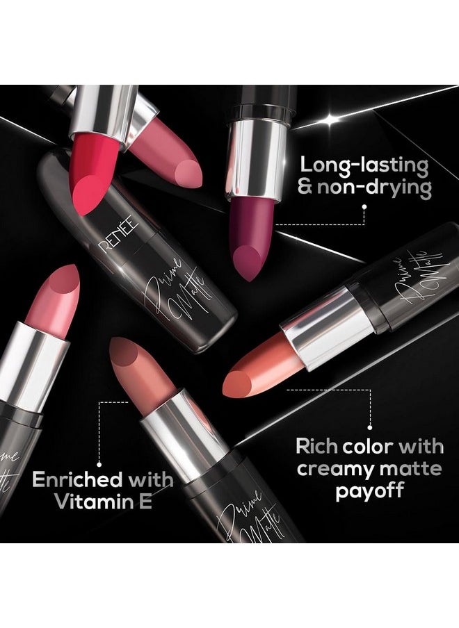 Renee - Prime Matte Lipstick - Velvet Mauve, Lightweight & Long-Lasting Formula, Creamy Matte Finish, One Swipe Application, Non-Drying, Vitamin E Infused, 4.5Gm - Image 1