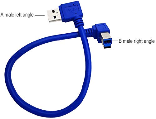 Seadream Angled USB 3.0 Printer Cable 1 ft / 30cm SuperSpeed USB 3.0 A Male Plug 90 Degree Left Angle to USB 3.0 B Male Right Angle Cable - Image 3
