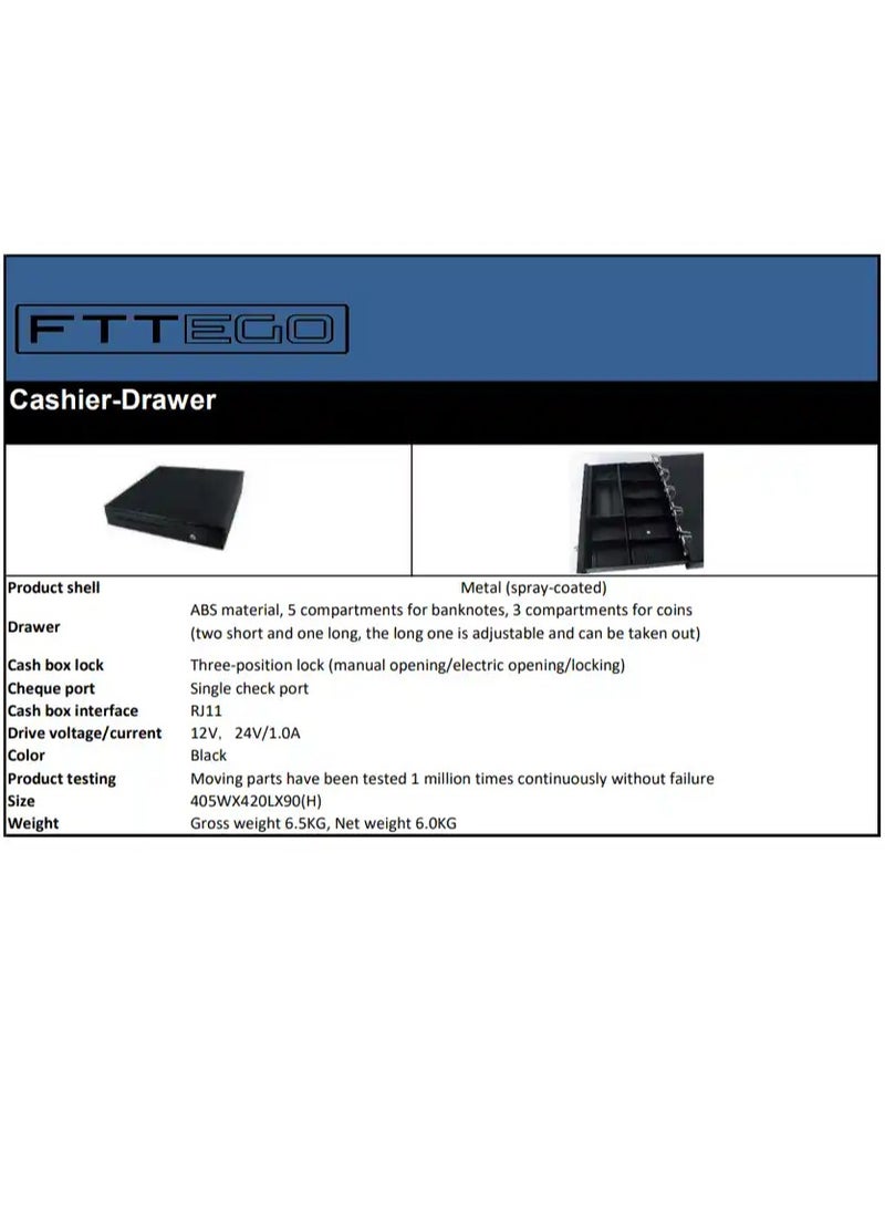 FTTEGO Secure and Efficient Cashier Drawer for POS Systems with RJ11 Compatibility - Image 5