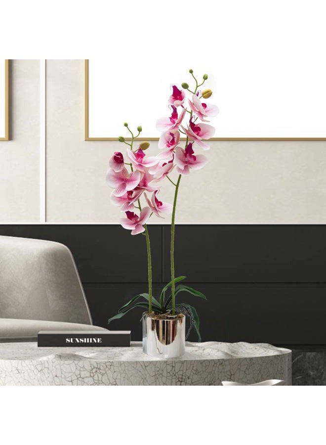 CXGS Artificial Orchid Flowers Light Pink Faux Orchids with Ceramic Vase Vivid Fake Phalaenopsis Flower Arrangement Gorgeous Artificial Plants for Wedding Party Exhibition Center Home Decor - Image 5