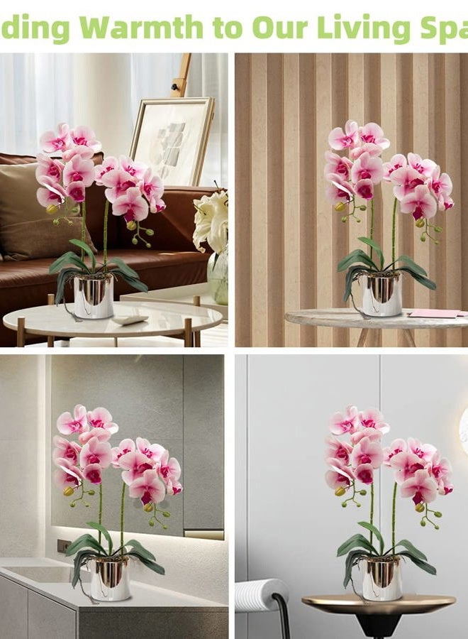 CXGS Artificial Orchid Flowers Light Pink Faux Orchids with Ceramic Vase Vivid Fake Phalaenopsis Flower Arrangement Gorgeous Artificial Plants for Wedding Party Exhibition Center Home Decor - Image 3