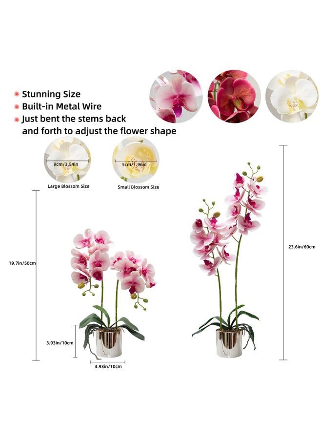 CXGS Artificial Orchid Flowers Light Pink Faux Orchids with Ceramic Vase Vivid Fake Phalaenopsis Flower Arrangement Gorgeous Artificial Plants for Wedding Party Exhibition Center Home Decor - Image 4
