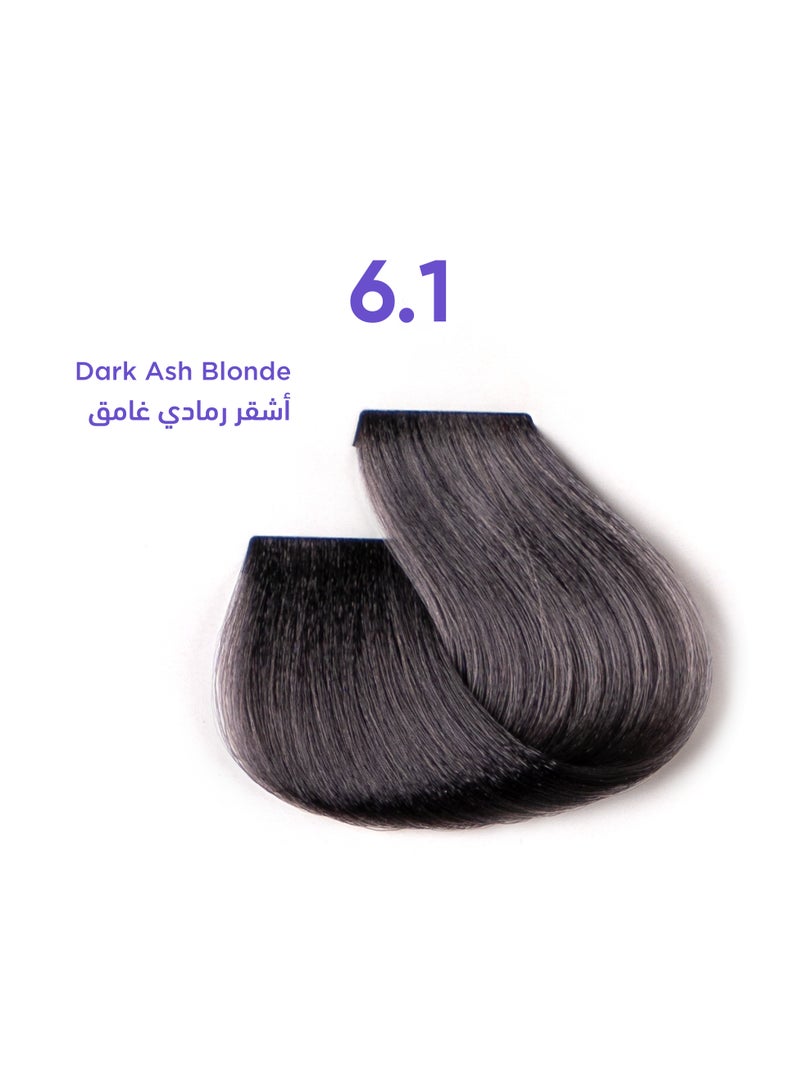 1B Hair Color Cream #6.1 Dark Ash Blonde – Permanent Cool Hair Dye with Tress Tones Tyrosine Complex | 100ml | Deep Smoky Blonde Pigment | Long-Lasting Neutralizing Color for Dark Blonde Hair - Image 1