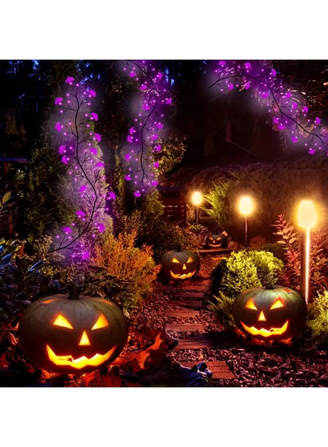 1 8M 70 8Inch Halloween Bat Tree Purple LED Strip Lights 8 Modes Outdoor Spooky Decor Flexible Bat Shaped Lighting For Yards Halloween Horror Decoration Parties And Scary Gatherings No Battery - Image 1