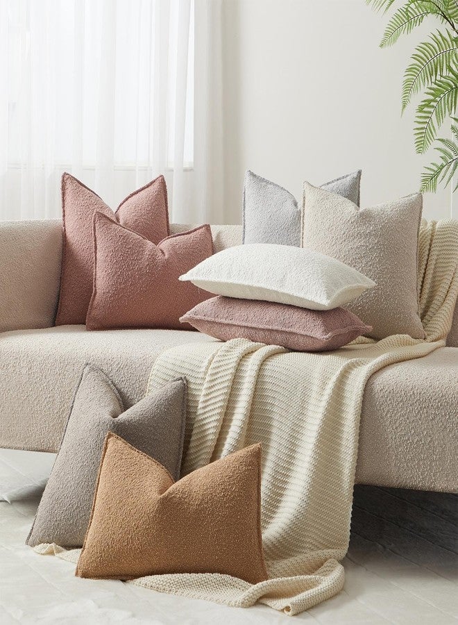 JUSPURBET Pillow Covers Set of 2 Decorative Throw Pillow Covers Case for Couch Sofa Bed Soft Boucle Textured Lumbar Cushion Covers with Hidden Zipper for Home Decor Living Room 16x24,Beige - Image 4