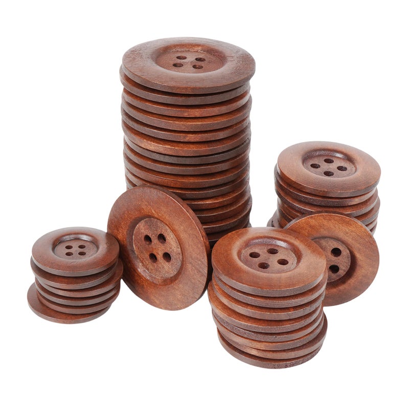 Chenkou Craft Chenkou Craft 20pcs Large Size 60MM Brown Round Wood Buttons 4 Holes Craft Sewing Button 