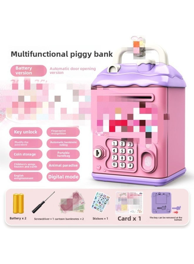 Children's Automatic Door Opening Multi-function Password Piggy Bank Boys And Girls Creative Piggy Bank Password Box Birthday-Color:799-1/k Cat Rechargeable Version {multifunctional Automatic Door Opening Charging Version Automatic Money Roll} Free Gift Package - Image 1
