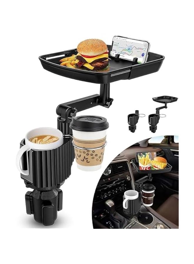 HOOKOR 4 in 1 Car Cup Holder Tray Table, Upgraded Car Cup Holder Expander with Tray, Adjustable Dual Cup Holder Expander for Car, Universal Car Food Tray Table for Eating - Image 1