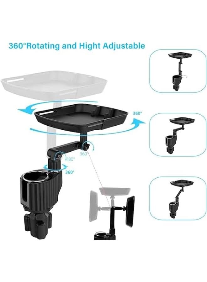HOOKOR 4 in 1 Car Cup Holder Tray Table, Upgraded Car Cup Holder Expander with Tray, Adjustable Dual Cup Holder Expander for Car, Universal Car Food Tray Table for Eating - Image 2