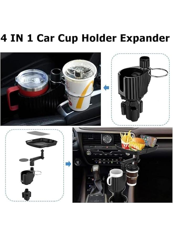HOOKOR 4 in 1 Car Cup Holder Tray Table, Upgraded Car Cup Holder Expander with Tray, Adjustable Dual Cup Holder Expander for Car, Universal Car Food Tray Table for Eating - Image 5
