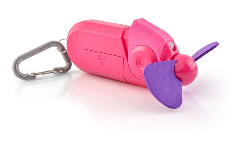 O2COOL Personal Mini Misting Fan - Portable Battery Operated Handheld Cooling Accessory with Fine Mist Spray for Outdoor, Beach, Camping - Convenient Carabiner Clip for Easy Travel - Pink 2 Pack - Image 2