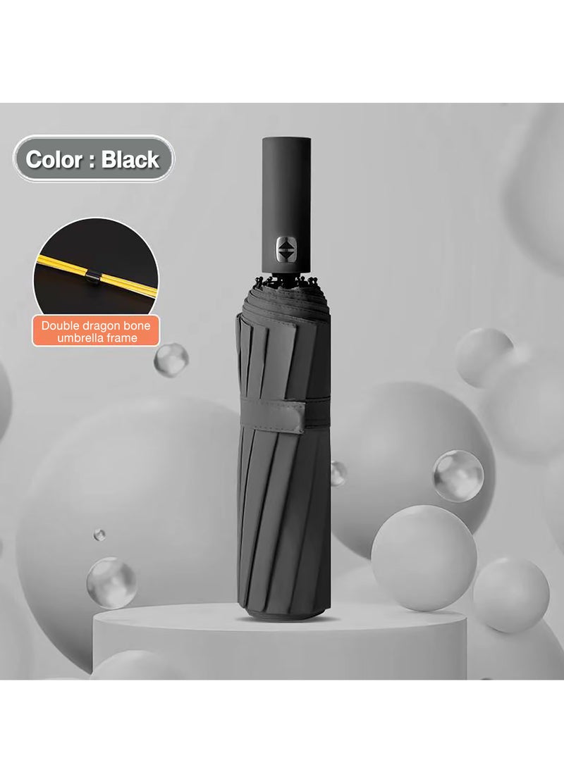 Generic - Umbrella,12 Ribs,Windproof,Anti-UV,Auto Open or Close ,Portable,3 Folding,Black - Image 1