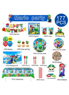 FRUITFUL PARTY Super Mario Birthday Party Supplies Serve 10 Guests, Mario Bros Party Decorations Tableware Set  - Image 2