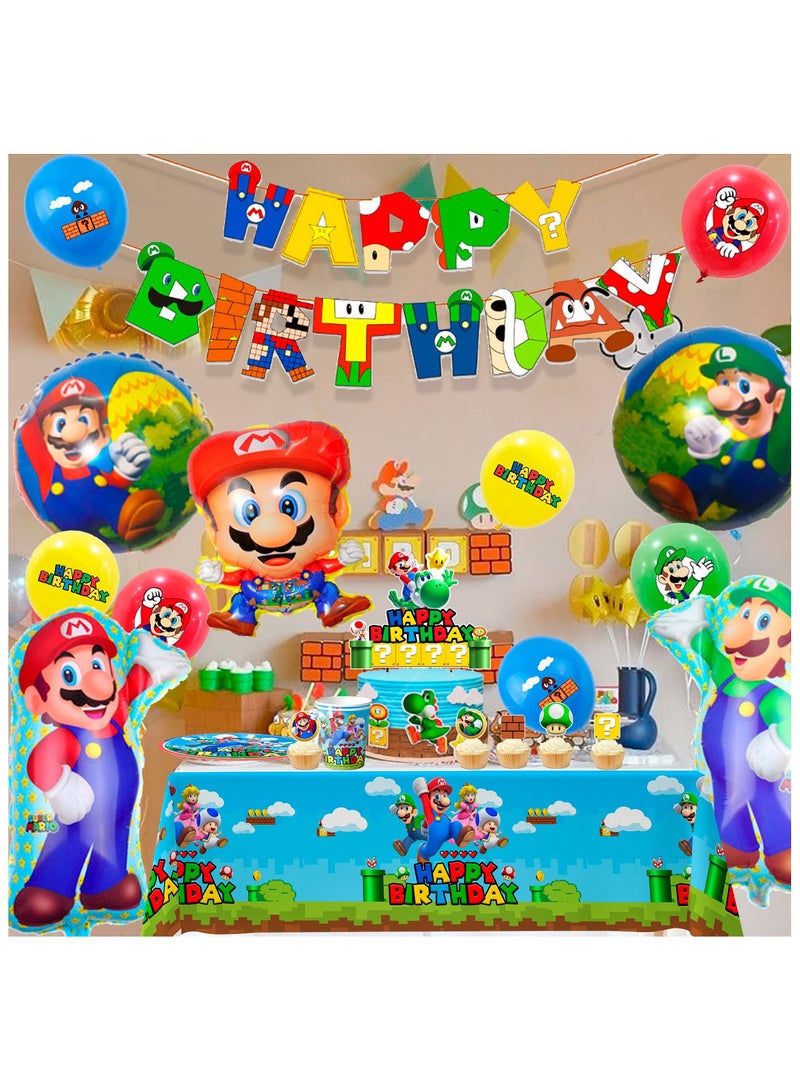 ماريو لوازم حفلات أعياد ميلاد سوبر ماريو سوبر ماريو تقدم لـ 10 ضيوف، طقم أدوات مائدة ماريو بروس لتزيين الحفلات - Image 3
