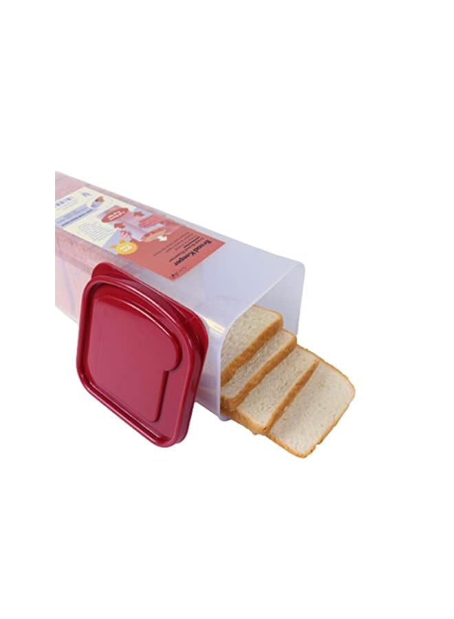 IAF Bread Container, Toast Bread Box for Kitchen, Airtight Plastic Bread Storage Containers, Universal Sized Bread Box Keeper, Bread Saver, Sandwich Bread Dispenser, BPA Free, 5 Liter, Red Lid (Red) - Image 2