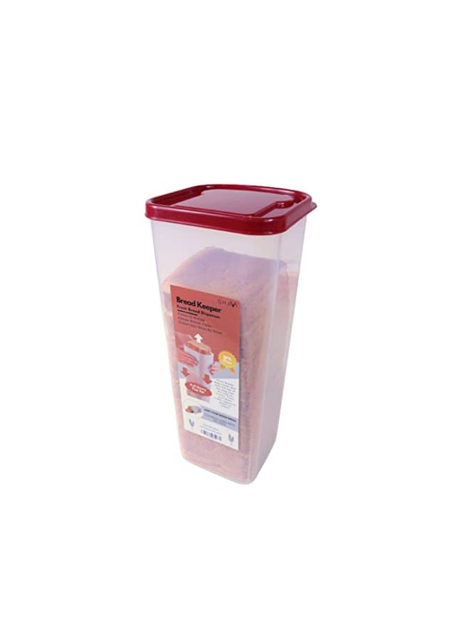 IAF Bread Container, Toast Bread Box for Kitchen, Airtight Plastic Bread Storage Containers, Universal Sized Bread Box Keeper, Bread Saver, Sandwich Bread Dispenser, BPA Free, 5 Liter, Red Lid (Red) - Image 3