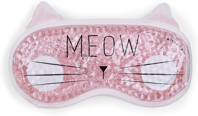 Legami Chill Out Eye Gel Mask 195 x 11 Hmax cm PVC and Polyester Kitty Theme Reusable Elastic Adjustable Perfect Fit Warm and Cold Effect - Image 1