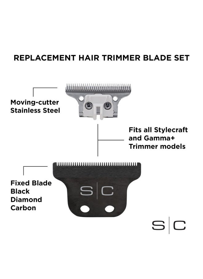 Stylecraft StyleCraft Replacement Fixed Black Diamond Carbon DLC Hair Trimmer Blade with Stainless Steel Deep Tooth Cutter Set  - Image 3