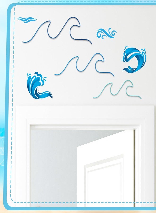 Tandefio 3 Pcs Metal Ocean Wave Wall Decor Blue Wave Beach Wall Art Nautical Decor Coastal Sea Surf Board Hanging Summer Seaside Decoration for Bedroom Bathroom Living Room - Image 4