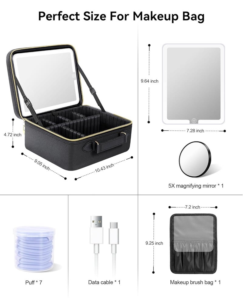JUSRON Portable Makeup Artist Organizer Bag with Adjustable Dividers Makeup Brush Holder Storage Black Large Highend  Fashion - Image 4