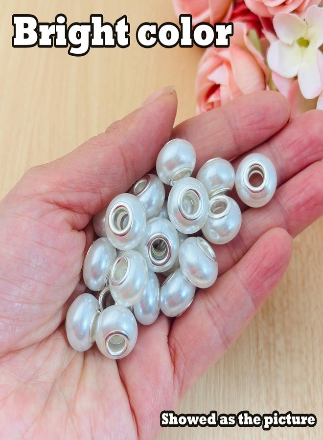 PAMIR TONG White Pearl European Large Hole Beads for Jewelry Making - 110pcs 14mm Beadable Spacer Beads for Pens, Necklaces, Bracelets & DIY Projects - Image 4