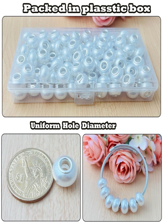 PAMIR TONG White Pearl European Large Hole Beads for Jewelry Making - 110pcs 14mm Beadable Spacer Beads for Pens, Necklaces, Bracelets & DIY Projects - Image 3