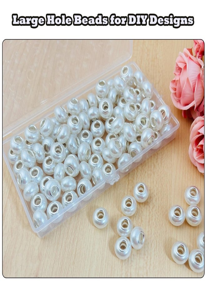 PAMIR TONG White Pearl European Large Hole Beads for Jewelry Making - 110pcs 14mm Beadable Spacer Beads for Pens, Necklaces, Bracelets & DIY Projects - Image 5