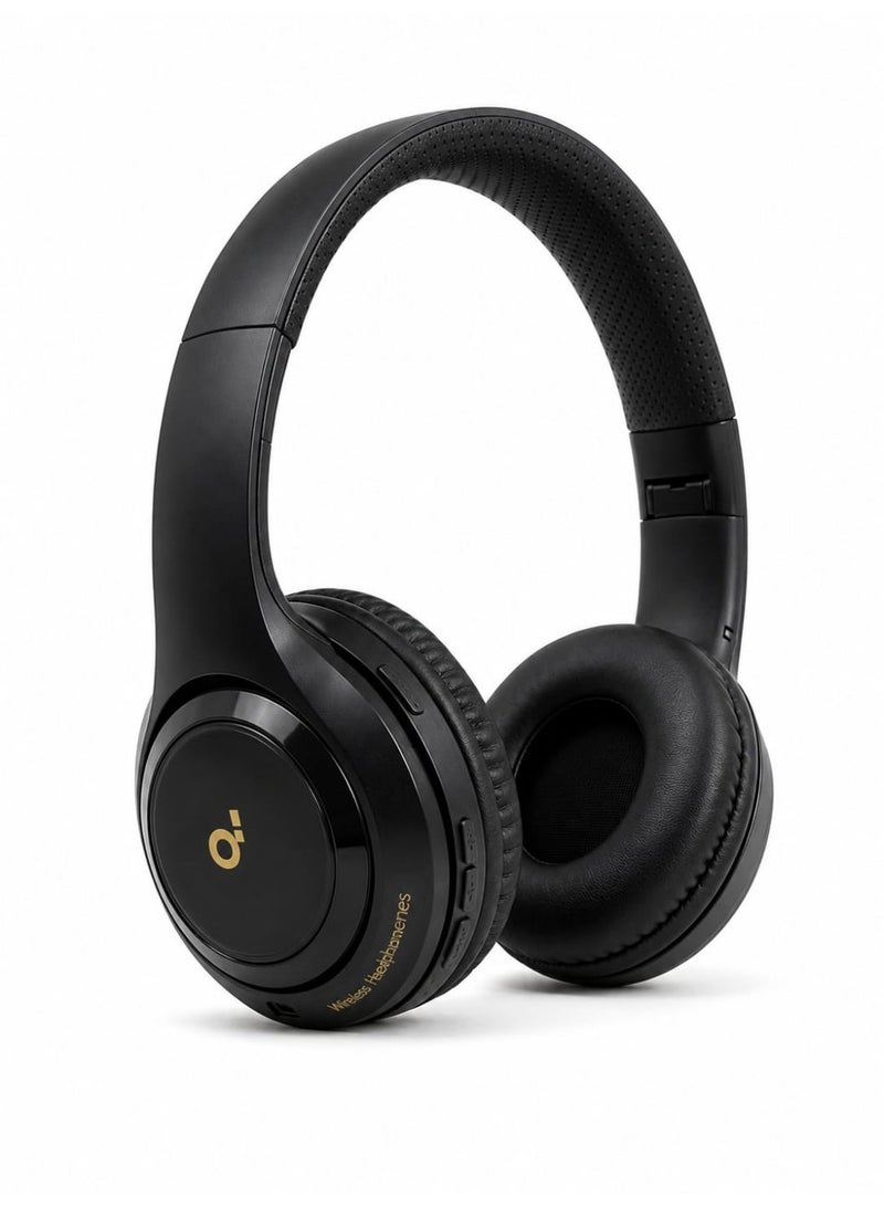 Q20i wireless Bluetooth headphones featuring powerful bass, a memory card slot, and control buttons. Bluetooth headphones, over-ear wireless headset. - Image 1