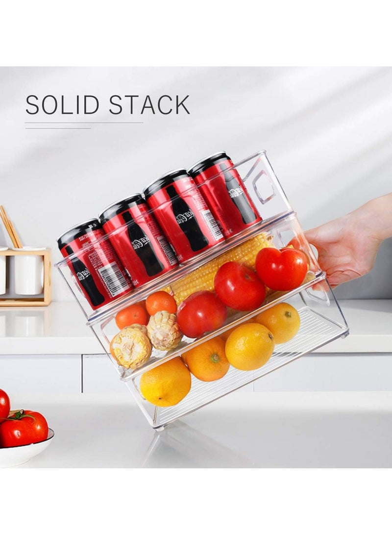 ON MART Stackable Acrylic Fridge Organizer Sturdy Pantry And Refrigerator Storage Containers Bins With Handles | For Bathroom, Kitchen Cabinet, Pantry, Home Organization | Large | Pack of 02 - Image 3